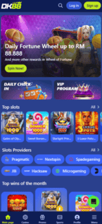 Laman utama mudah alih Dashking88 dengan pintasan ke sportsbook, kasino, promo dan menu akaun